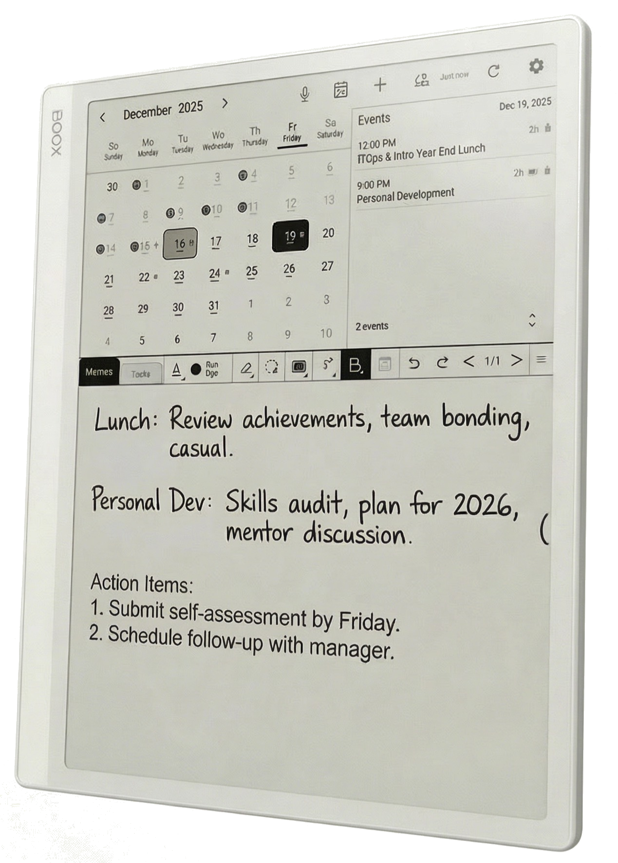 BooxDay app on Onyx Boox tablet