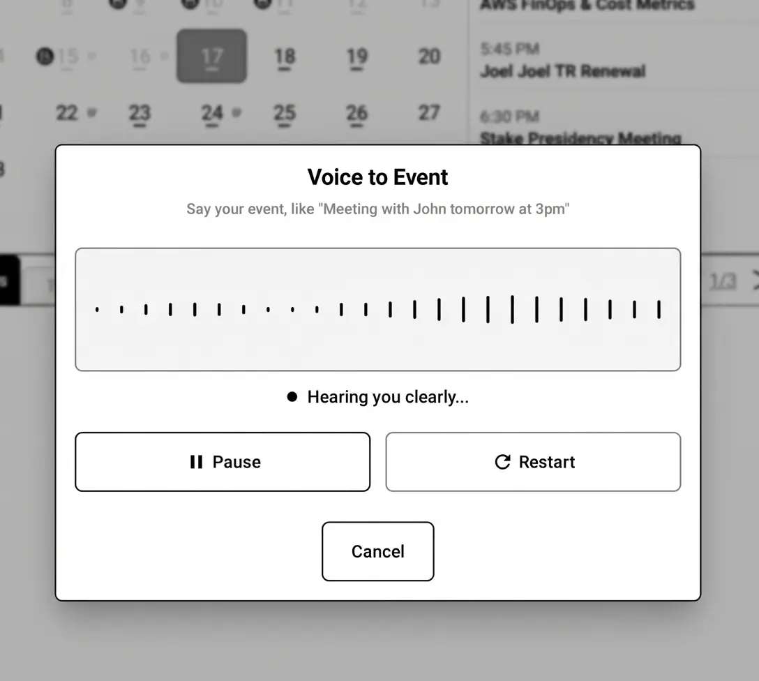 BooxDay Voice to Event dialog